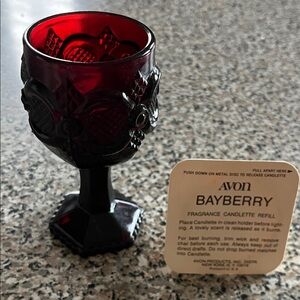 Avon Ruby Red Glass Candle Holder